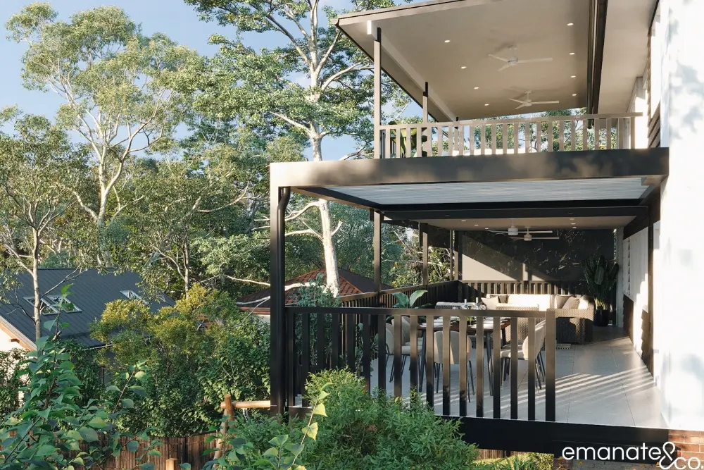 Sleek, maintenance-free tiled deck in Hornsby. Features a smooth transition from the interior living space.